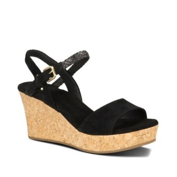 Ugg Cork D'Alessio Braided Suede Wedge Sz 9.5 - Picture 1 of 9